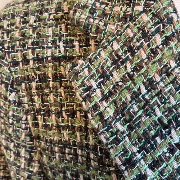 Zara Basic Green & Brown Tweed Wool blend Blazer with buttons & belt Size XL - Picture 7 of 13